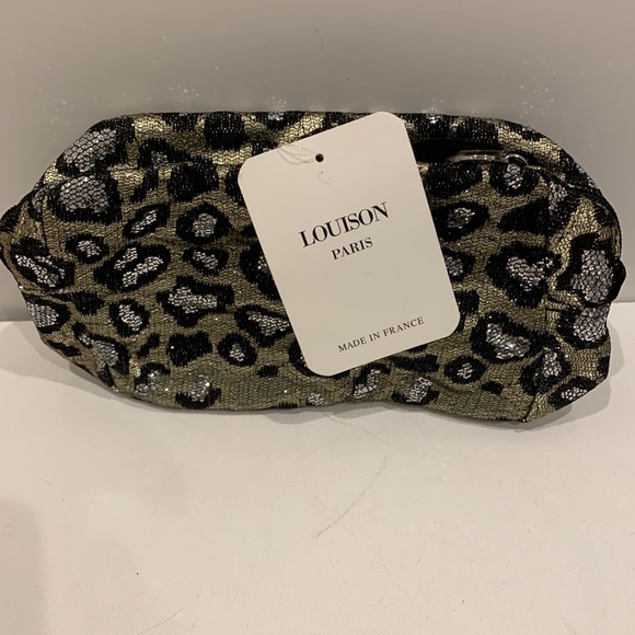 Louison Paris Depose Sequin Leopard Sparkle  Silver Black Metallic Bag Clutch 🤍 - Picture 7 of 16